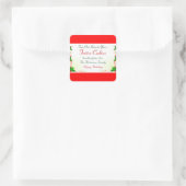 Holly Leaf en Red Ribbon Holiday Food Vierkante Sticker (Tas)