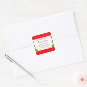 Holly Leaf en Red Ribbon Holiday Food Vierkante Sticker (Envelop)