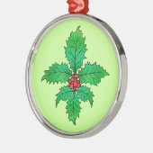 Holly leaf Fleur de lis Metalen Ornament (Links)