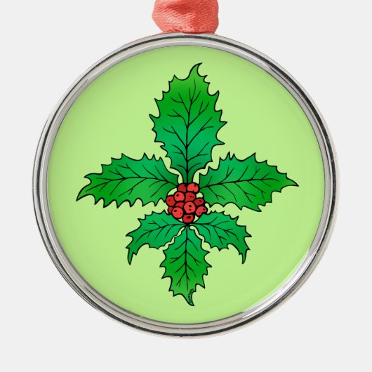 Holly leaf Fleur de lis Metalen Ornament (Voorkant)