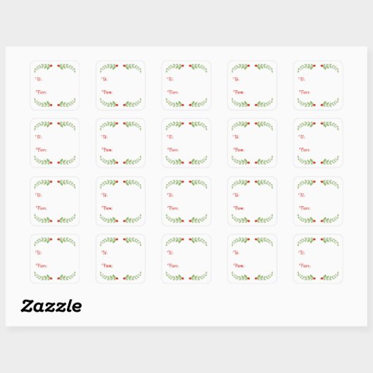 Holly Leaf Gift Label Stickers (Vel)