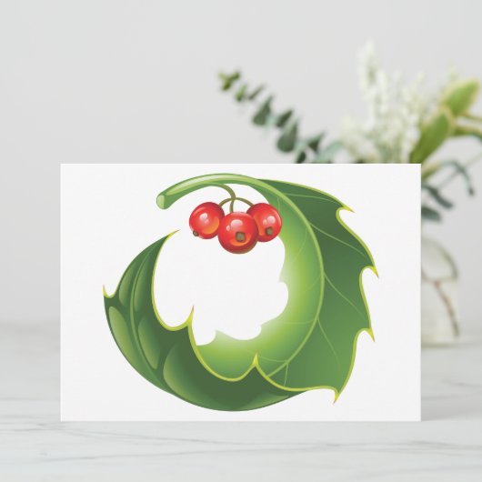 Holly Leaf Invitations Kaart (Staand voorkant)