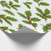 Holly Leaf & Krans Kerstmis Cadeaupapier (Hoek)