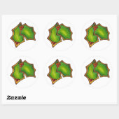 Holly Leaf Leaves Kerstkoekjes Green Red Berry Ronde Sticker (Vel)