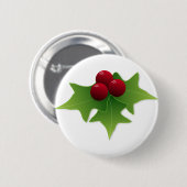 Holly Leaf met Berries Ronde Button 5,7 Cm (Voorkant /achterkant)