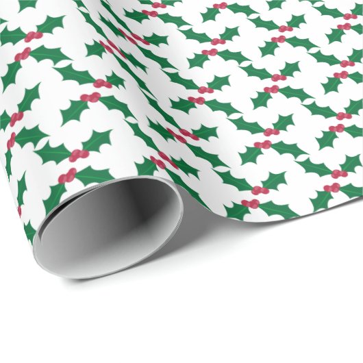 Holly Leaf Pattern Wrapping Paper Cadeaupapier (Rol Hoek)