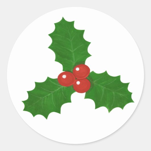 Holly Leaf Ronde Sticker (Voorkant)