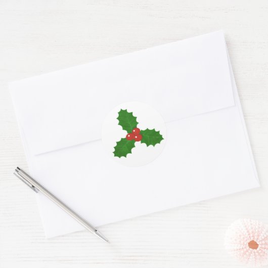 Holly Leaf Ronde Sticker (Envelop)