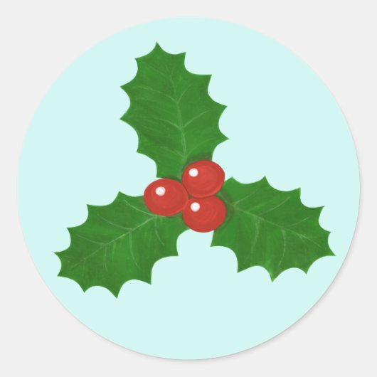 Holly Leaf Ronde Sticker (Voorkant)