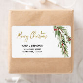 Holly Leaf waterverf foliage kerstadres Etiket (Insitu)