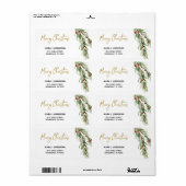 Holly Leaf waterverf foliage kerstadres Etiket (Full Sheet)