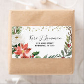 Holly Leaf waterverf foliage Kerstadres La Etiket (Insitu)