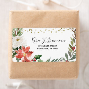 Holly Leaf waterverf foliage Kerstadres La Etiket