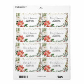 Holly Leaf waterverf foliage Kerstadres La Etiket (Full Sheet)