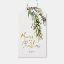 Holly Leaf waterverf foliage kerstcadeaus Cadeaulabel