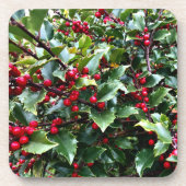 Holly leaves and Berries Bier Onderzetter (Voorkant)