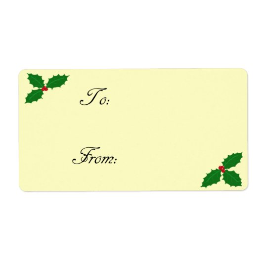 Holly Leaves and Berries Cadeau Label Label (Voorkant)