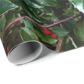 Holly leaves and Berries Cadeaupapier (Rol Hoek)