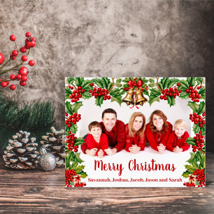 Holly Leaves and Berries Custom Foto Acryl Teken Bord