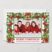 Holly Leaves and Berries Fotokalender op maat Feestdagenkaart (Voorkant)