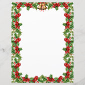 Holly Leaves and Berries Kerst Stationery (Voorkant)