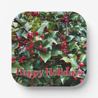 Holly leaves and Berries Papieren Bordje