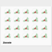 Holly Leaves and Berries Retro Christmas Sticker (Vel)
