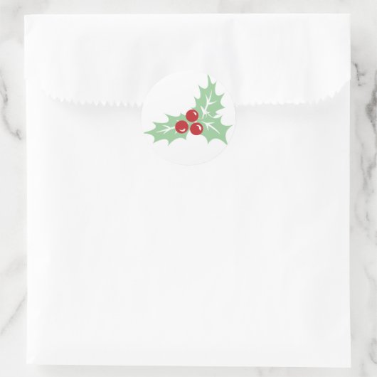Holly Leaves and Berries Retro Christmas Sticker (Tas)