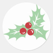 Holly Leaves and Berries Retro Christmas Sticker (Voorkant)