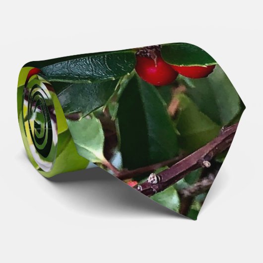 Holly leaves and Berries Stropdas (Opgerold)