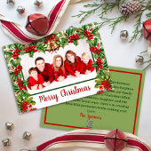Holly Leaves and Berries Vrolijk Kerstfeest Foto Feestdagenkaart