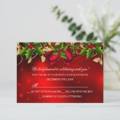 Holly Leaves & Bell Red Christmas Party RSVP (Staand voorkant)