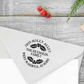 Holly Leaves & Berries Christmas Return Address Rubberstempel