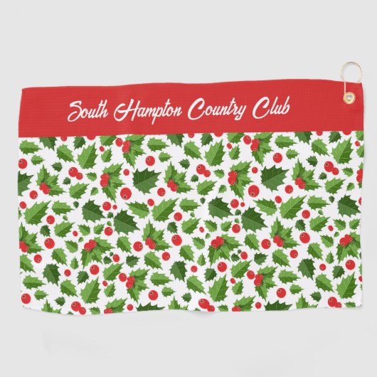 Holly Leaves & Berries Golf Handdoek Aangepaste Cl (Horizontaal)