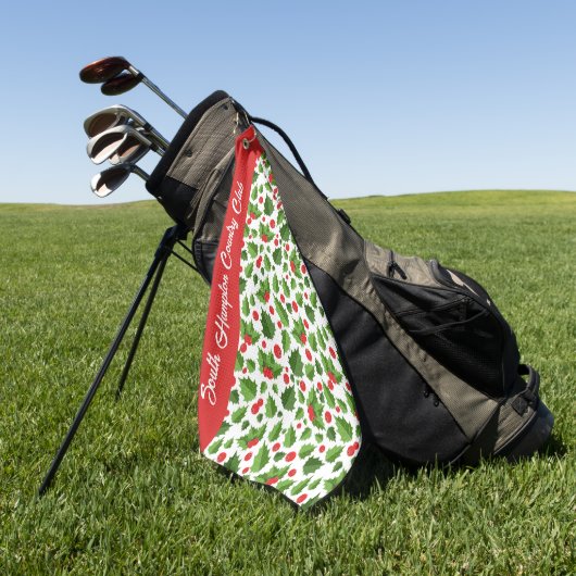 Holly Leaves & Berries Golf Handdoek Aangepaste Cl (Groen)