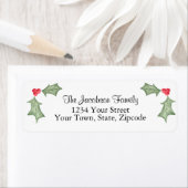 Holly Leaves & Berries Holiday Return-adres Etiket (Insitu)