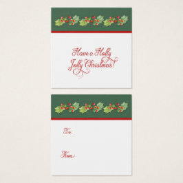 Holly Leaves Berries Holly Jolly Labels met kerstm Vierkante Visitekaartjes