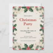 Holly Leaves & Berries - Kerstfeest Kaart (Voorkant)