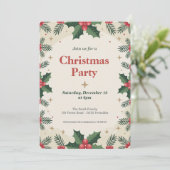 Holly Leaves & Berries - Kerstfeest Kaart (Staand voorkant)