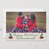 Holly Leaves & Berries kerstfeestkaart Feestdagenkaart (Voorkant)