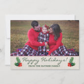 Holly Leaves & Berries kerstfeestkaart Feestdagenkaart (Voorkant)