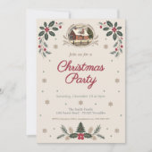 Holly Leaves & Berries - Vintage kerstfeest Kaart (Voorkant)