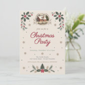 Holly Leaves & Berries - Vintage kerstfeest Kaart (Staand voorkant)