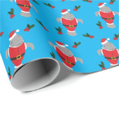Holly Leaves Berry Animal Manatee Santa Kerstmis Cadeaupapier (Rol Hoek)