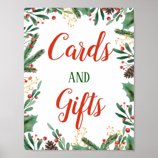 Holly Leaves Berry | Kaarten en weddenschappen Poster (Voorkant)