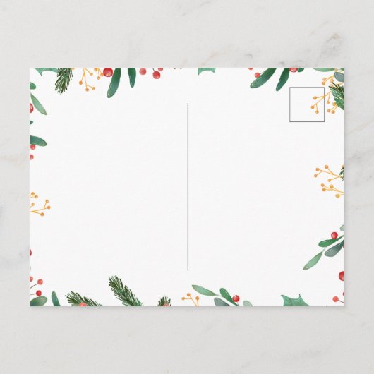 Holly Leaves Berry kerst | Datum opslaan Aankondigingskaart (Achterkant)