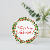 Holly Leaves Berry Kerst | Trouw Bruidsmeisje Kaart (Staand voorkant)