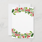 Holly Leaves Berry Kerst | Trouwmenu Kaart (Achterkant)