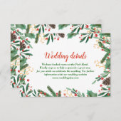 Holly Leaves Berry kerst | Weddengegevens Kaart (Voorkant / Achterkant)