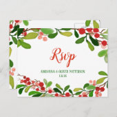 Holly Leaves Berry kerst | Weddenschap RSVP Uitnodiging Briefkaart (Voorkant / Achterkant)